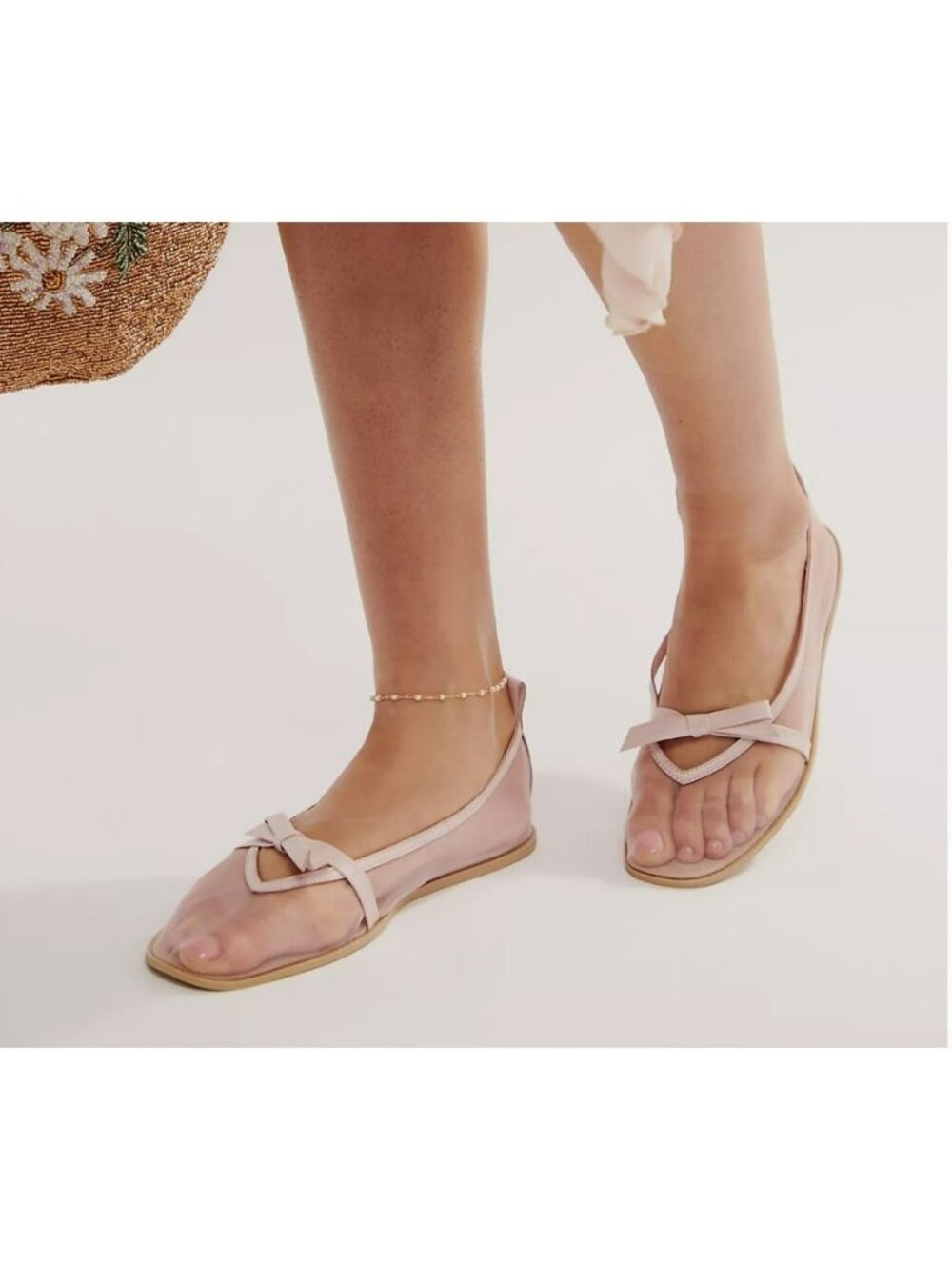 Free People Pink Mesh Mania Bow Flat NEW Size 8